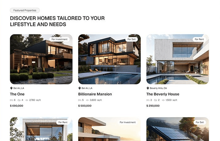 Real estate platform layout